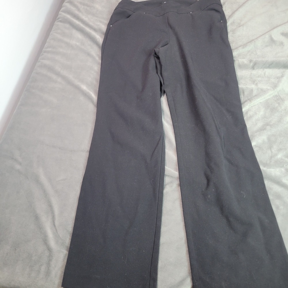Roz & Ali Womens Black Pull On Straight Leg Dress Pants Workwear Size 6